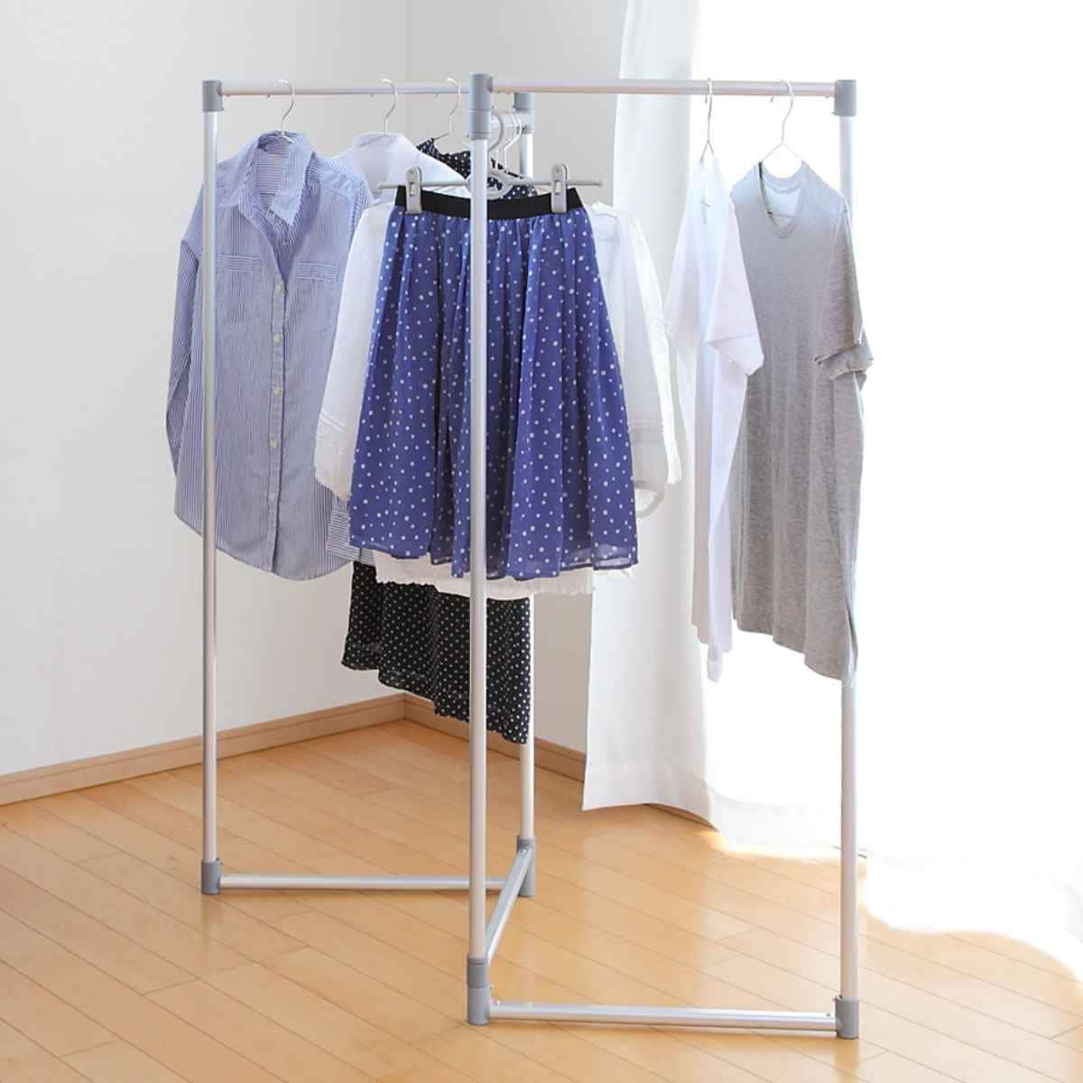 物干し 室内 軽くて丈夫なアルミ製折りたたみ物干し 高さ135cm 3連 折りたたみ 軽量 室内物干し 洗濯物 ランドリー 洗濯 ランドリーグッズ ハンガー 省スペース シンプル コンパクト