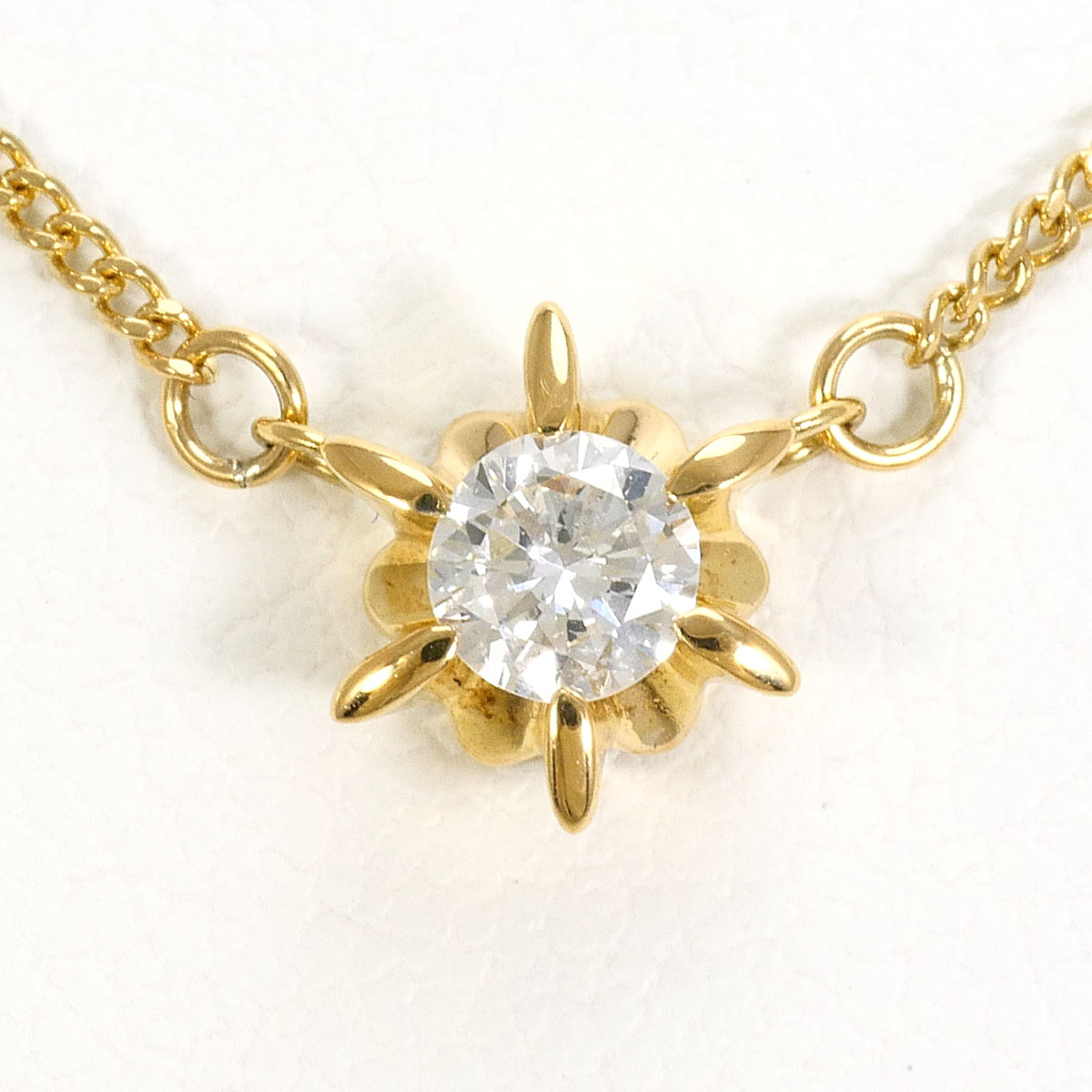 K18 18金 YG イエローゴールド ネックレス ダイヤモンド（ct刻印なし） 総重量約2.3g 約39cm 中古