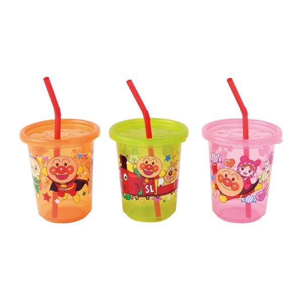 (アンパンマン) 子供用 ストロー付き プラカップ (3個入) 洗える フタ付き ストローカップ2 (100個セット)