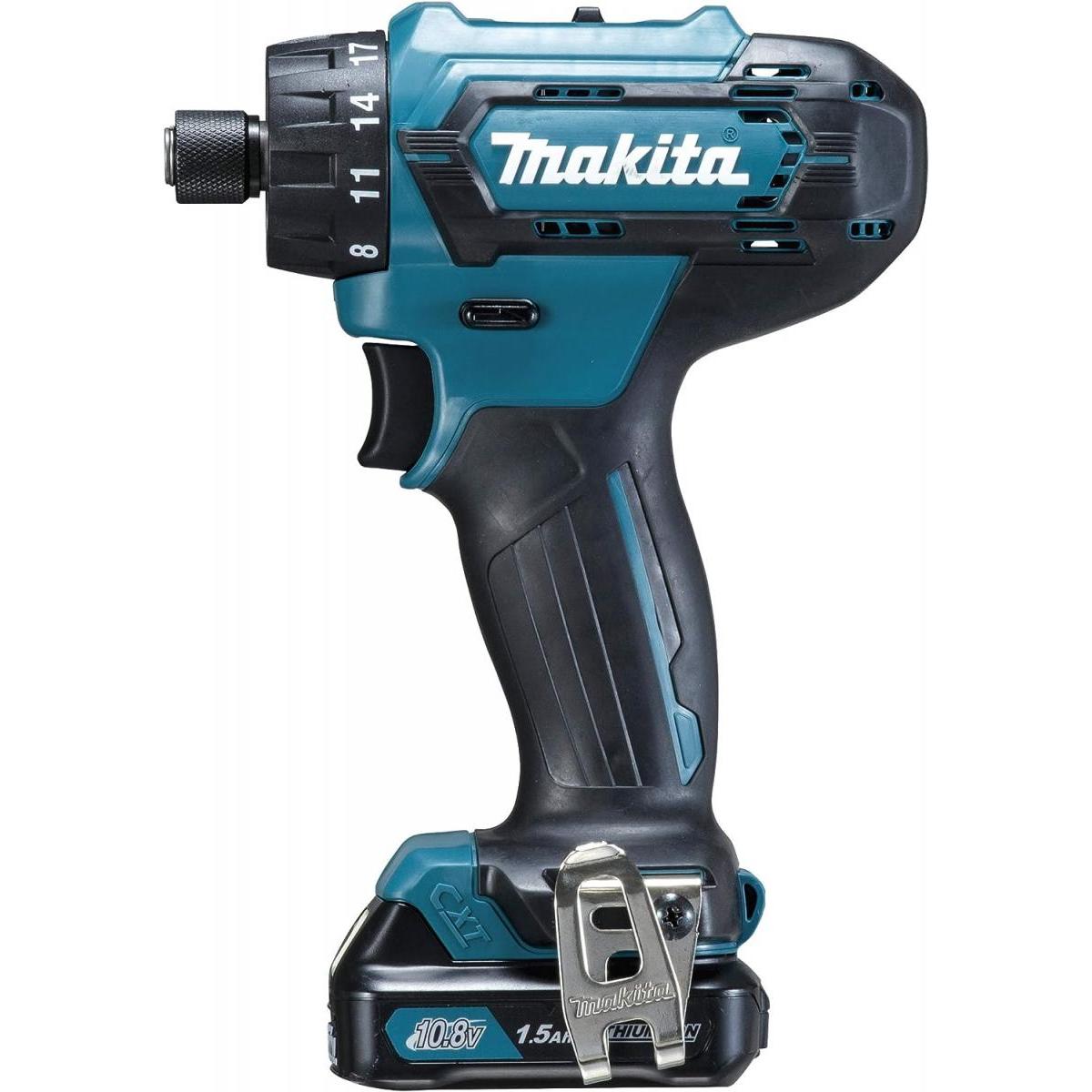 マキタ Makita 充電式 ドライバドリル DF033DSHX バッテリBL1015×2本・充電器DC10SA・ケース付 薄型ギア ショートボディ