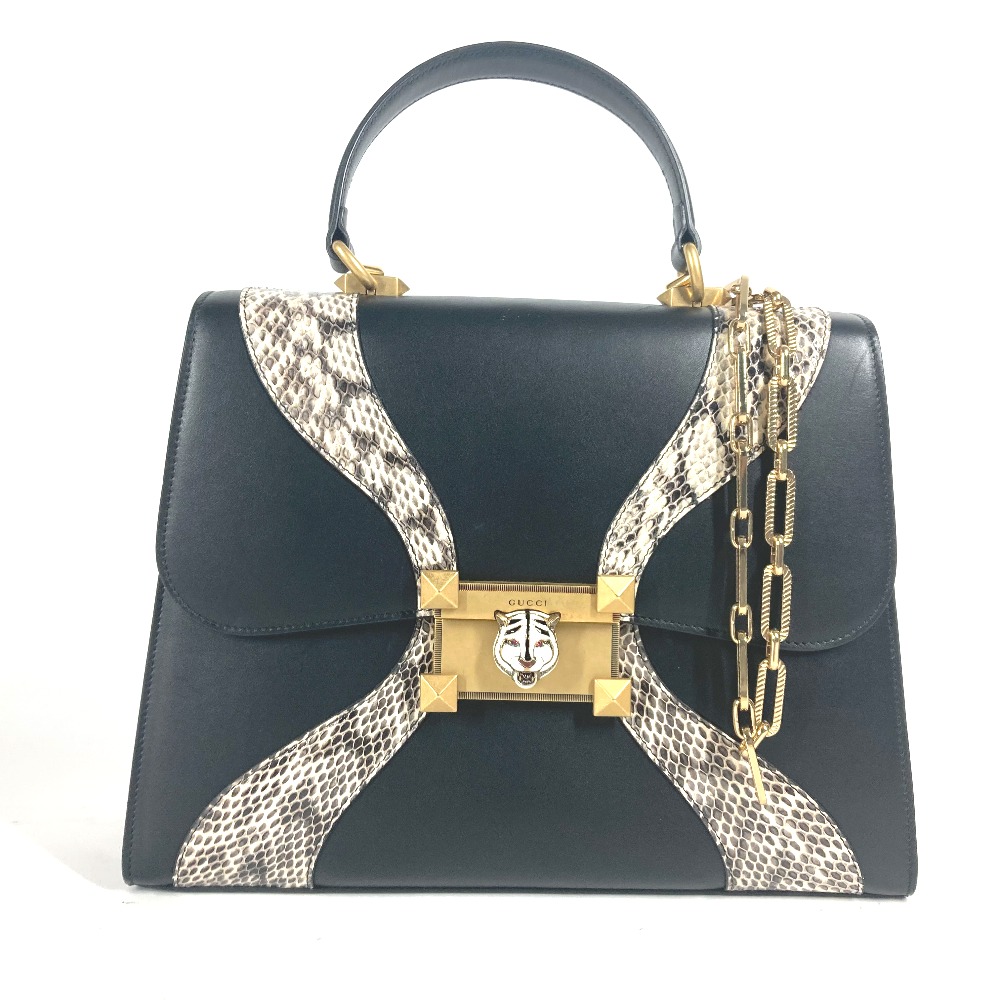 ショルダーバッグ 476435 キャットヘッド トップハンドル 斜め掛け カバン トートバッグ ハンドバッグ チェーン 2WAYバッグ レザー ブラック