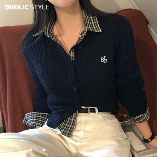 [メガ割りSALE]ベイデリーロゴケーブルカーディガン・p639192