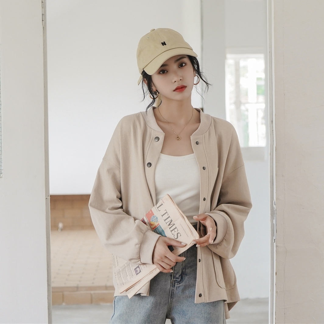 アウター ブルゾン シャンパー 上着 ミディアム丈 袖あり 長袖 ドロップショルダー ノーカラー アシンメトリー ポケット スナップボタン 前開き 大人可愛い きれいめ シンプル カジュアル 大人