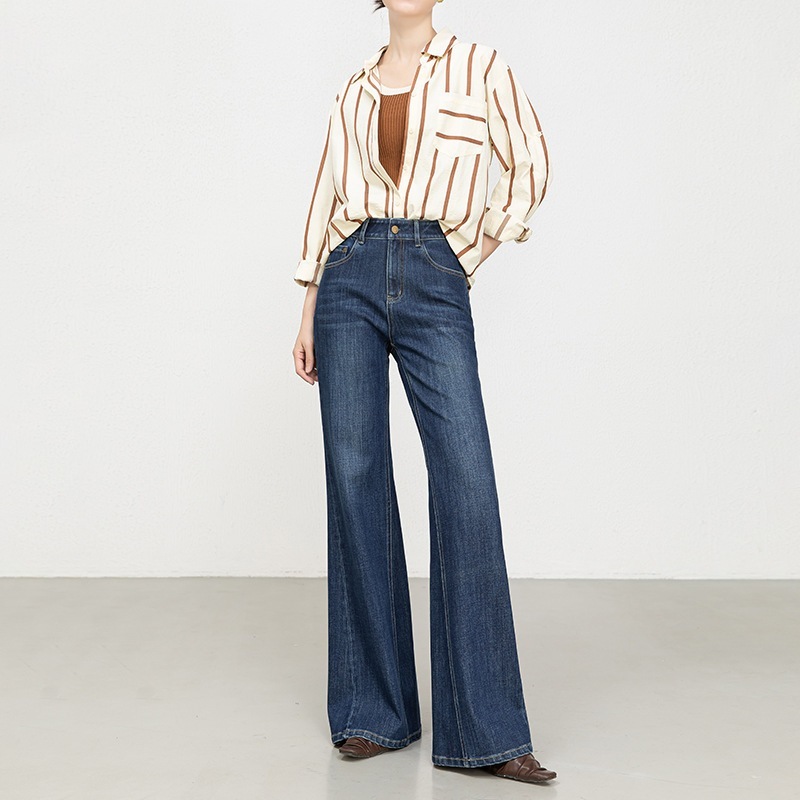 2025年秋の新スタイルハイウエスト4ウェイストレッチフレアジーンズルーズストレッチフロアレングスワイドレッグジーンズ8120をお探しなら