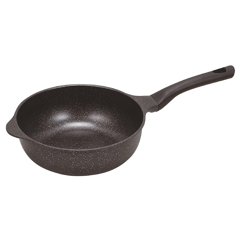 【即納】パール金属 深型フライパン 24cm IH対応 レイヤー マーブルダイヤモンドゴールド HB-5245 ブラック