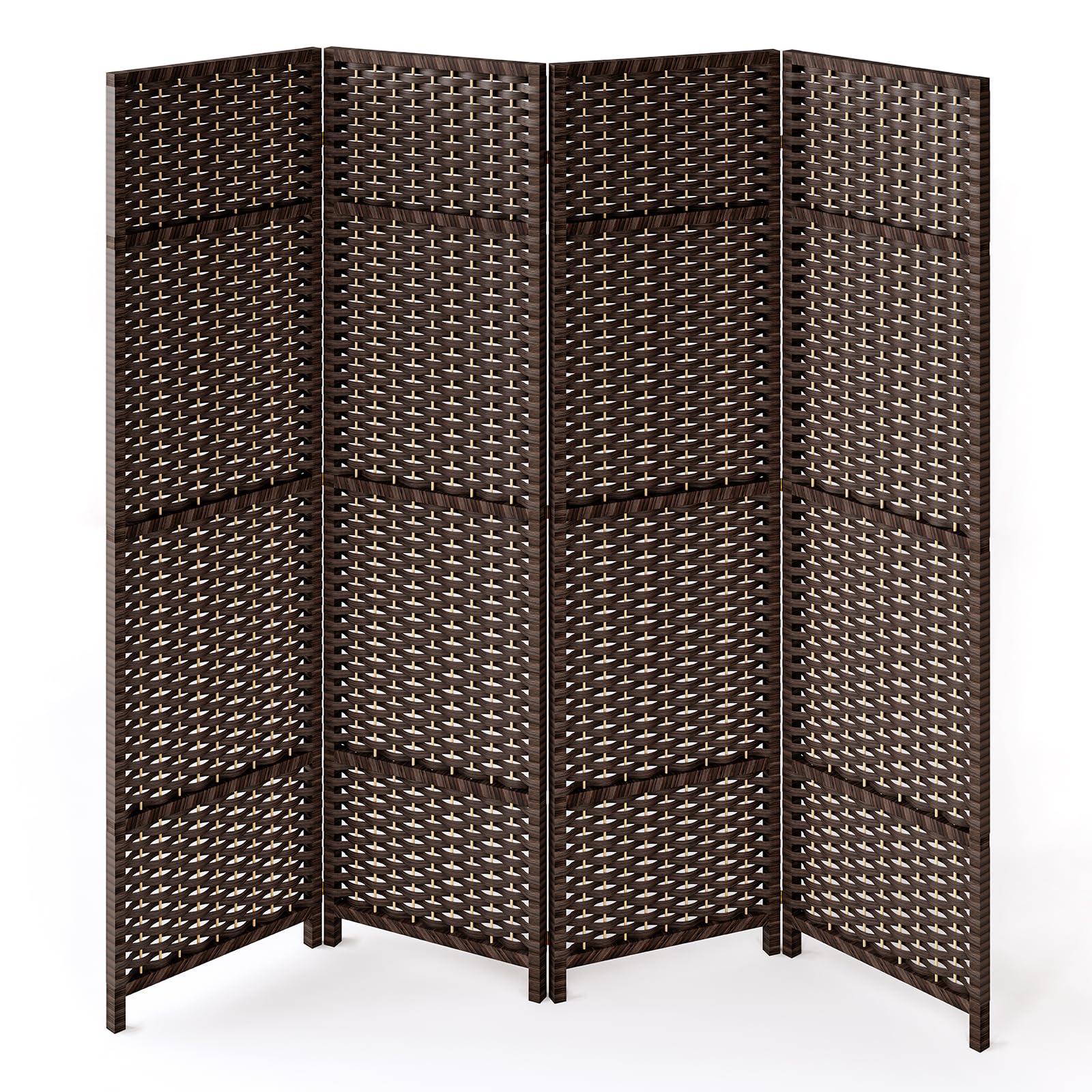 パーテーション 4連 衝立 部屋 仕切り 折りたたみ 幅161×奥行2×高さ148cm 軽量 組立不要 コンパクト収納 完成品 ブラウン テレワーク 飲食店 オフィス 事務所