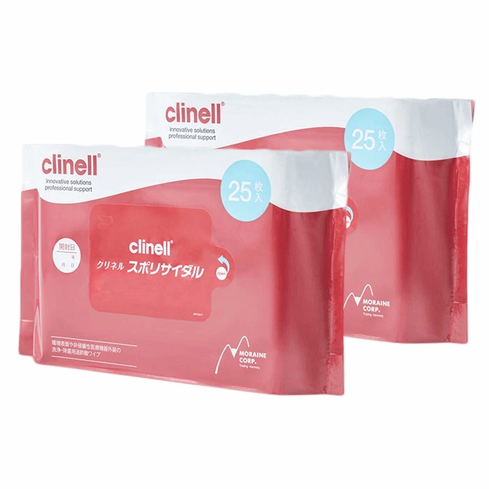 クリネル スポリサイダル 25枚 2個セット 環境清拭ワイプ 除菌 ウエットティッシュ シート ノンアルコール ワイプ お掃除シート クリネル clinell 無香料