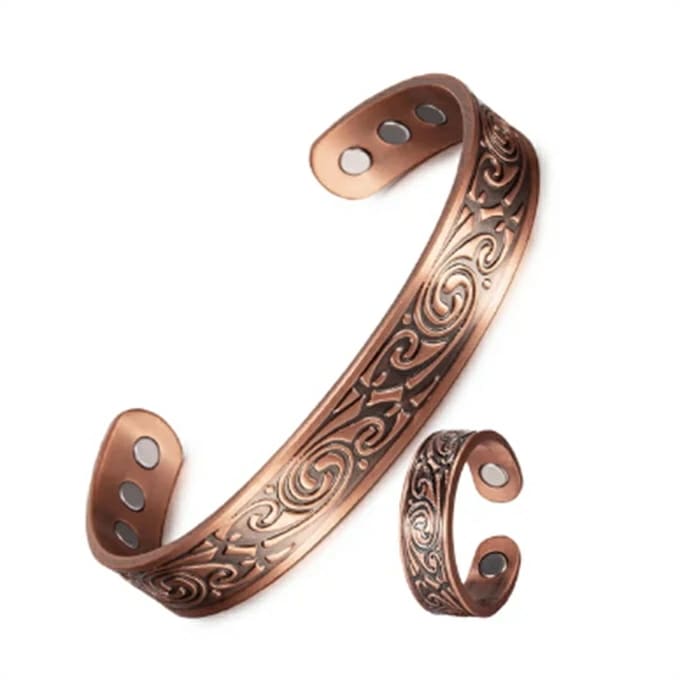 純銅製ジュエリー 純銅磁気ブレスレット エネルギーマグネット付き 磁気ブレスレット ストレス解消 減量 痩身 調節可能 健康エネルギー 高磁石 瞑想 ヨガ 磁気リング 指輪 バングル 健康 効果 アク