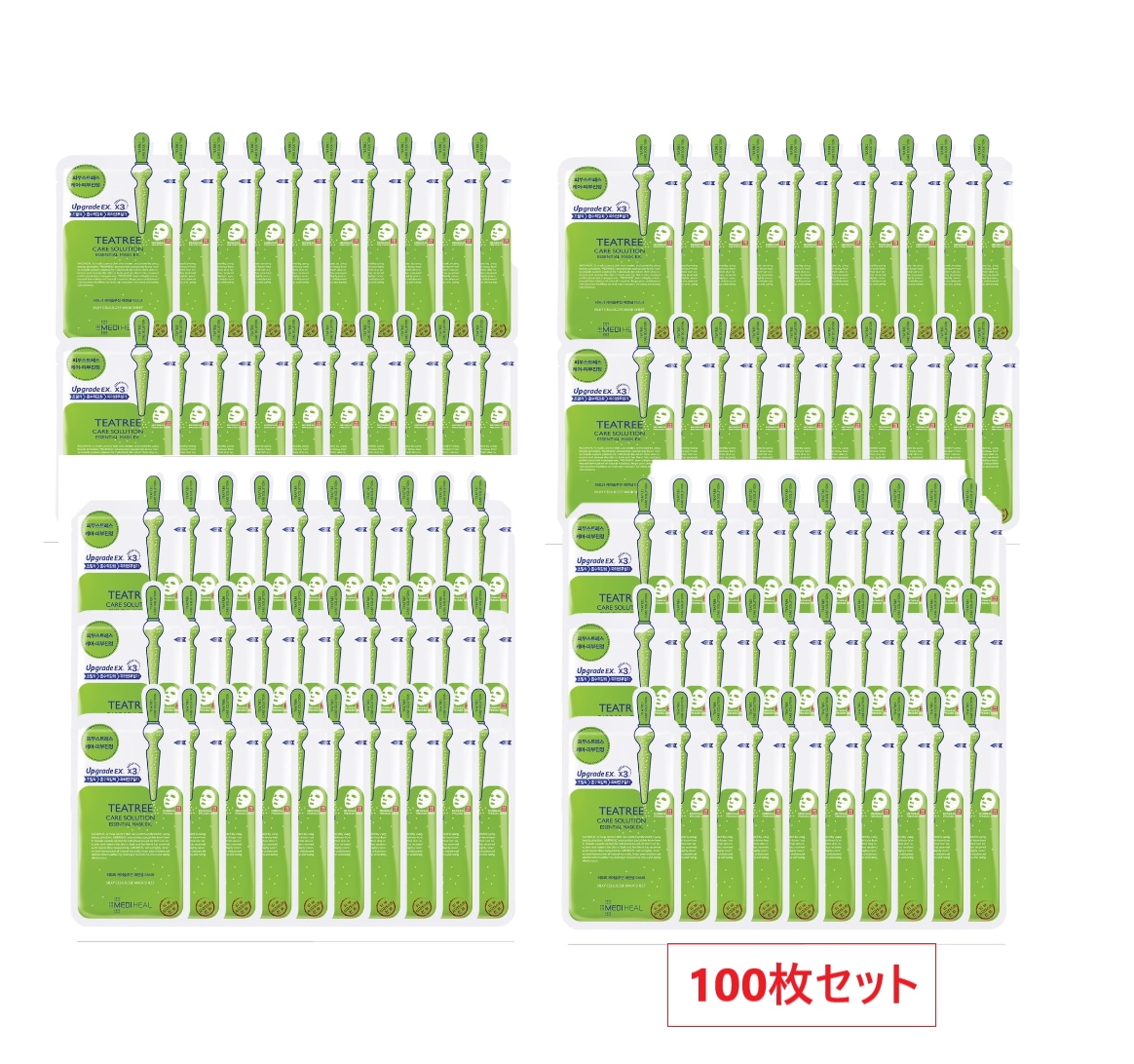 ティーツリー ケアソリューション エッセンシャル マスクEX, 100枚セット 【安心の国内発送】 フェイスパック フェイスマスク パック スキンケア 肌ケア 混合肌 敏感肌 乾燥肌 韓国パック 発送