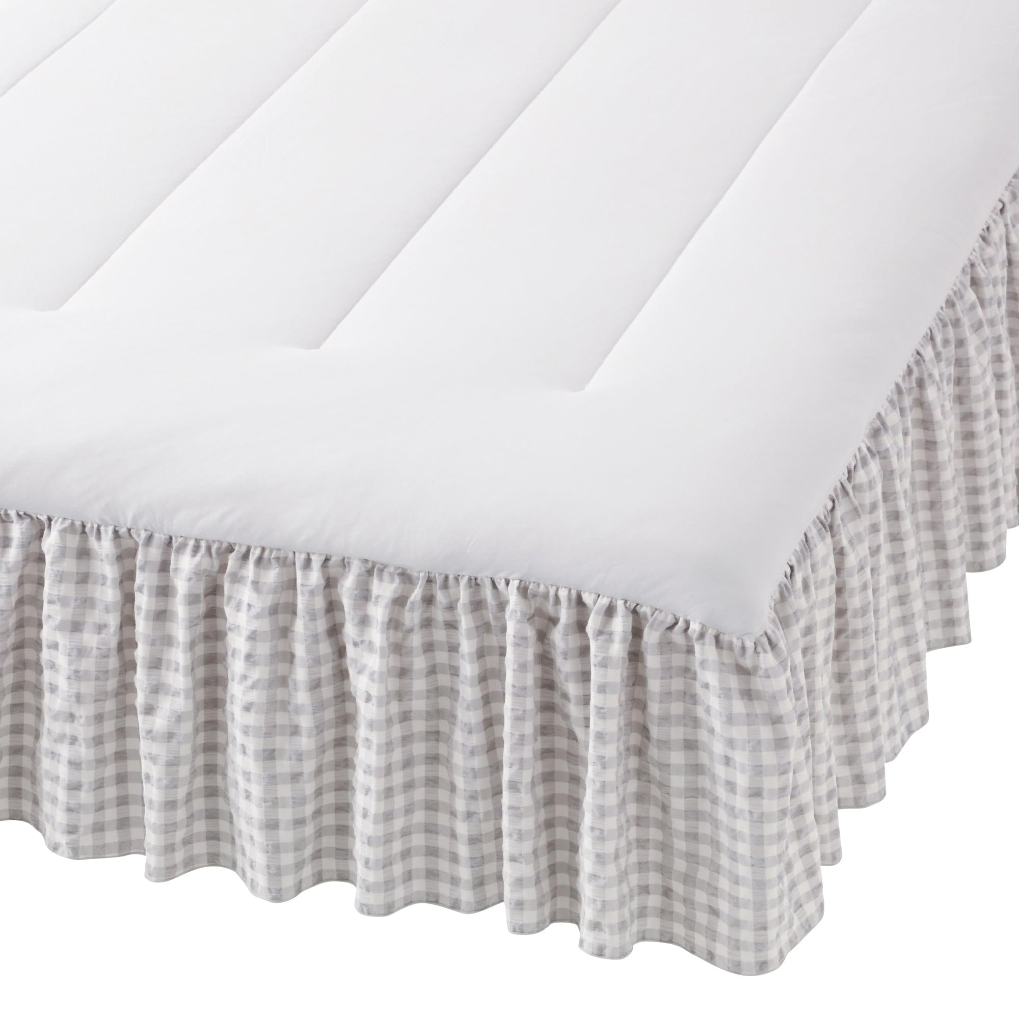 【2025年モデル】 Francfranc フランフラン ふわろ 夏でもさらっともちもち 冷感 ベッドパッド フリルチェック ダブル ホワイト×グレー 接触冷感 ひんやり 冷感マット