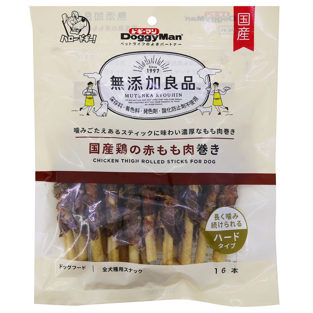 （まとめ買い）無添加良品 国産鶏の赤もも肉巻き 16本 犬用おやつ [x4]