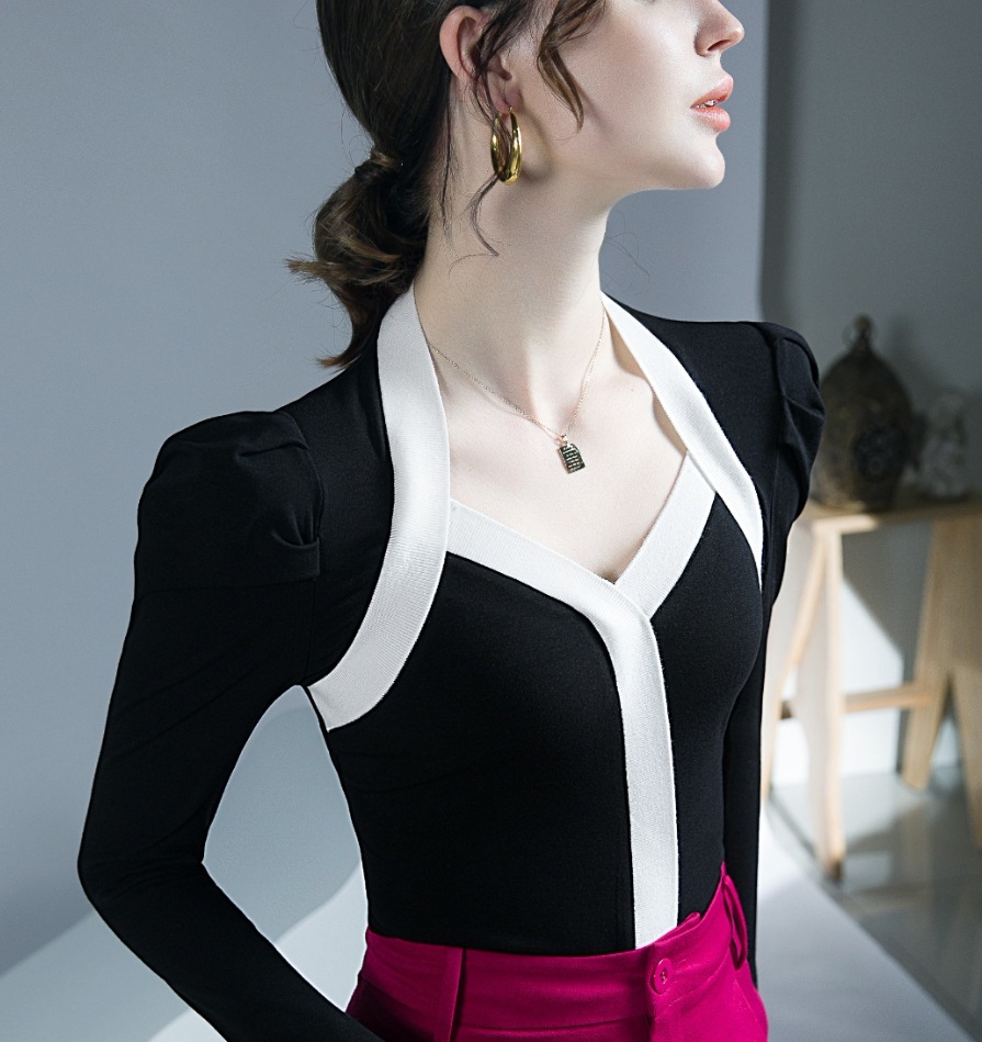 トップス デート モテアイテム ブラウス 長袖 バイカラー 切替デザイン 可愛い きれいめ 上品 おしゃれ かっこいい 可愛い ラブリー キュート ガーリー クール モード系 セクシー