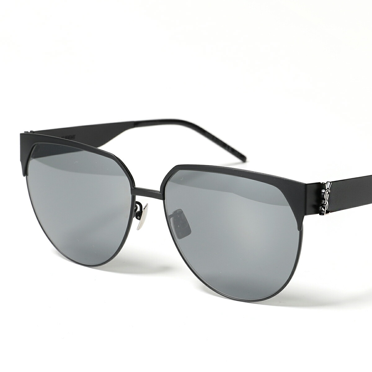 SAINT LAURENT サンローラン サングラス SL M43/F メンズ オーバル型 メタルフレーム アジアンフィット メガネ ロゴ 002/black-black-silver