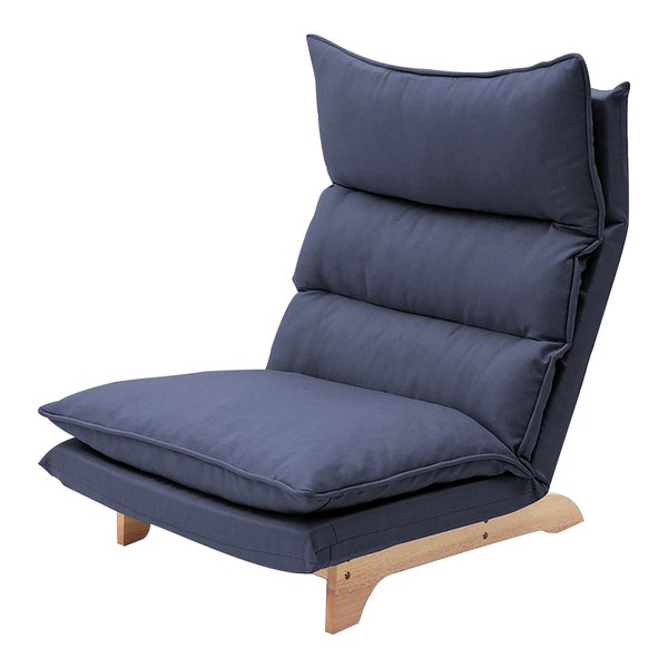 脚付きリクライニングローソファ オットマンセット ダリアンブルー