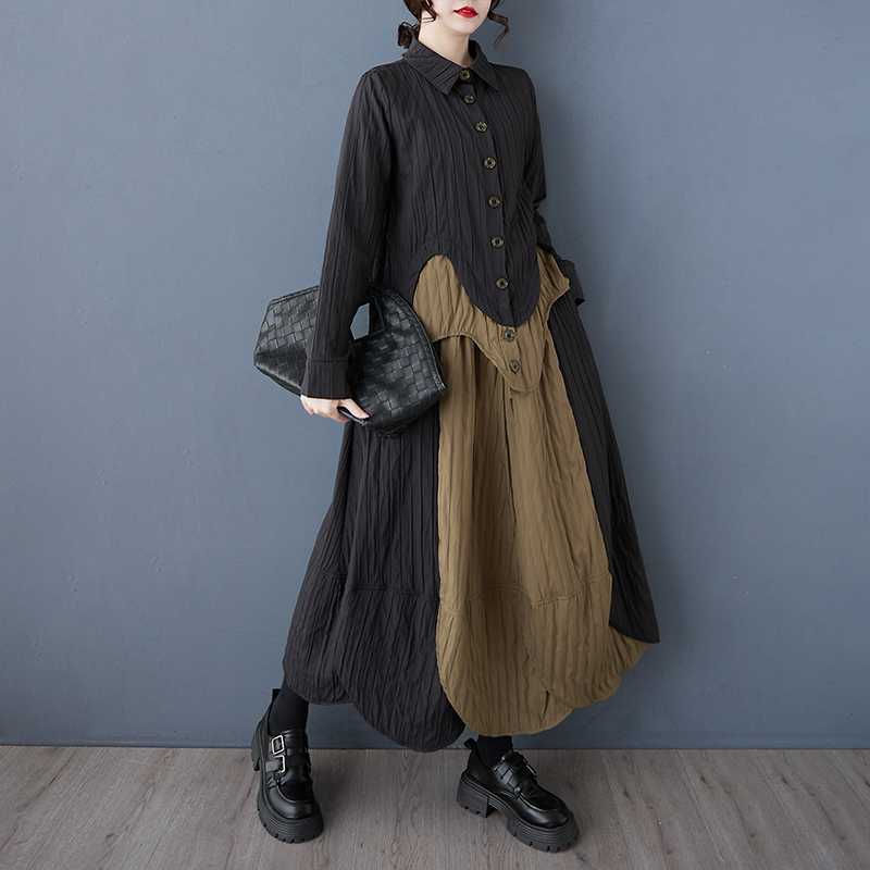 2025春 上下セット ブラウス+スカート ドッキング 大きいサイズ 体型カバー レディース セットアップ