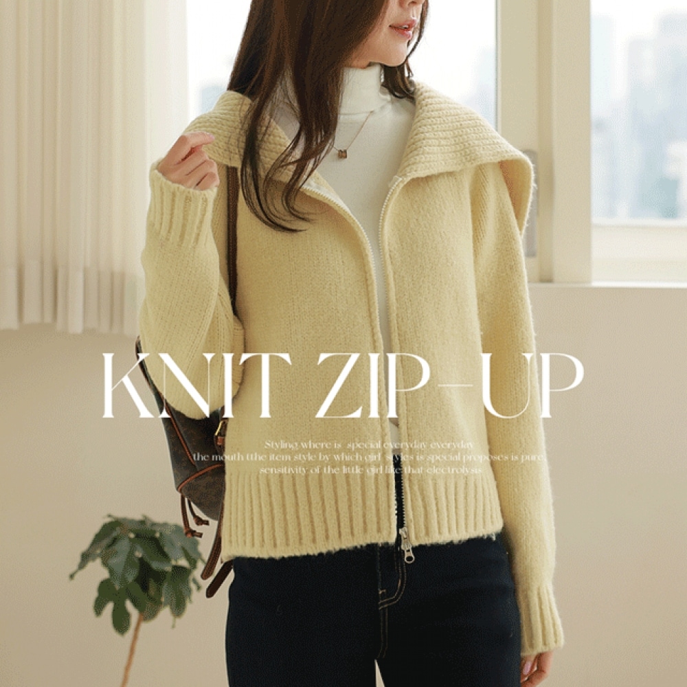 クリック&ファニーラニンセーラーニットジップアップ