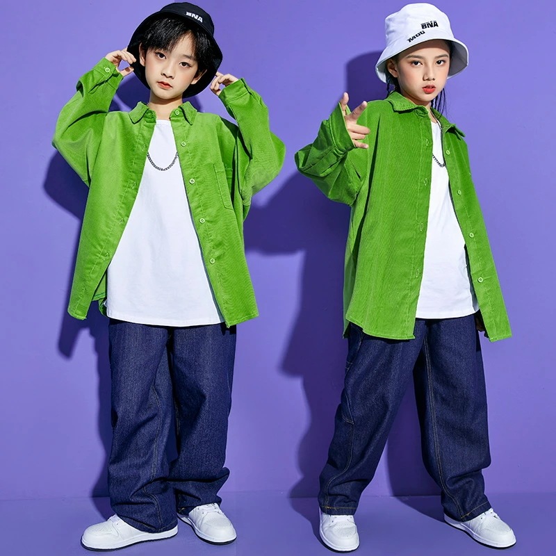 ヒップホップ ダンス衣装 セットアップ 3点セット シャツ　ジーンズ キッズ ジャズ ダンス衣装 男女兼用 ヒップホップ 衣装 ダンス 衣装 チアガール ダンス衣装 ヒップホップ ファッション ダンス