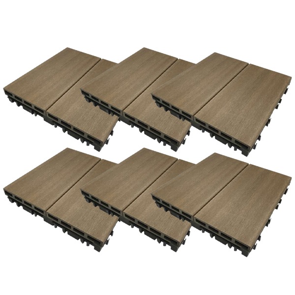 旭興進 人工木 木目調ジョイントタイル 厚型3030(6入)ブラウン aks-42378 メーカー直送