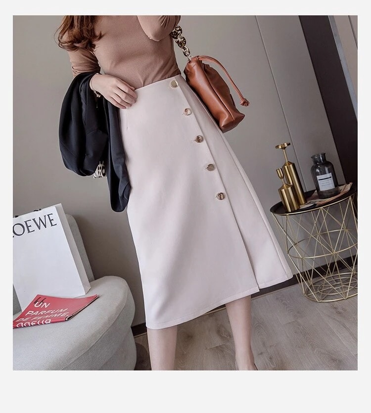 マキシスカートタイトスカート2024 韓国ファッション新しいオープン半身スカートミドルレングスハイウエストAワードプロフェッショナルスカートラージコード通勤