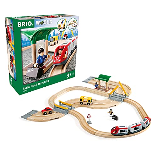 BRIO ( ブリオ ) WORLD レール&ロードトラベルセット [全33ピース] 対象年齢 3歳~ ( 電車 おもちゃ 木製 レール ) 33209