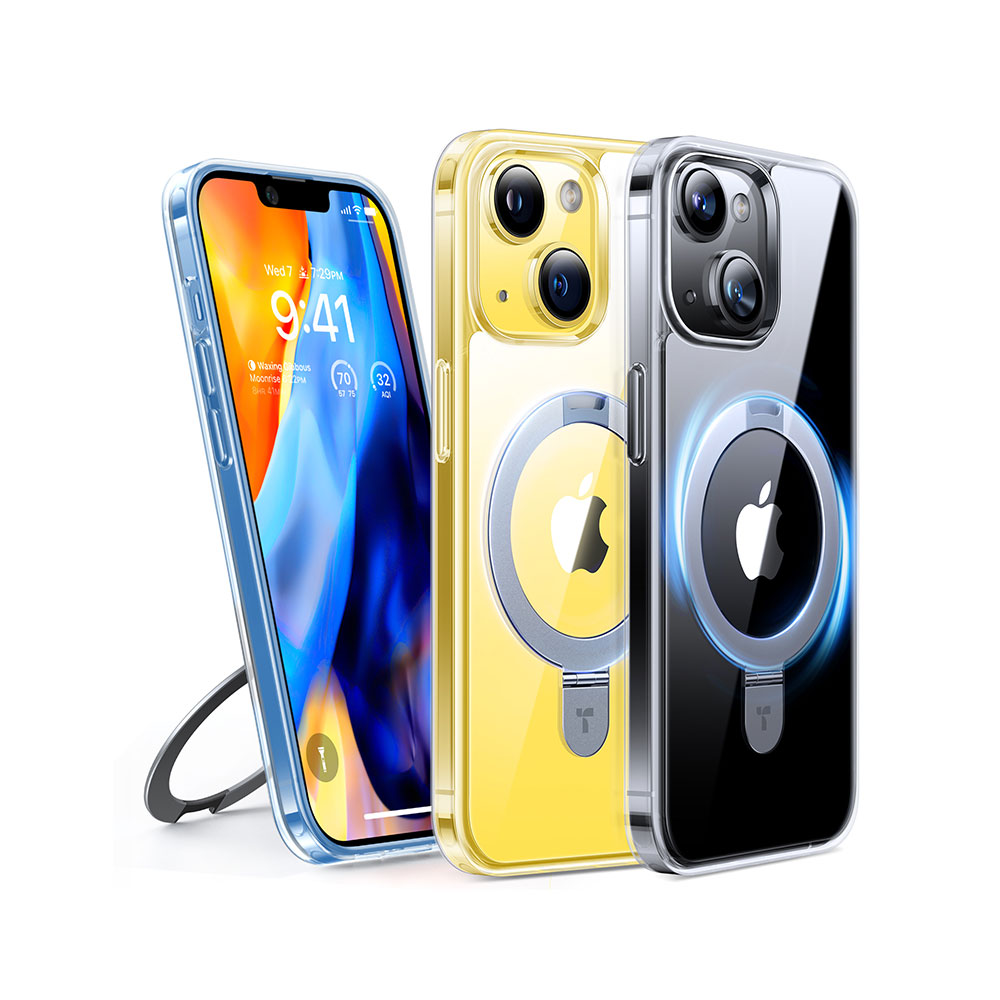 【ガラスフィルム同梱】 UPRO Ostand Clear Case iPhone14/13 14pro 14promax 透明 耐衝撃 保護 画面保護ガラス 黄変防止 米軍MI