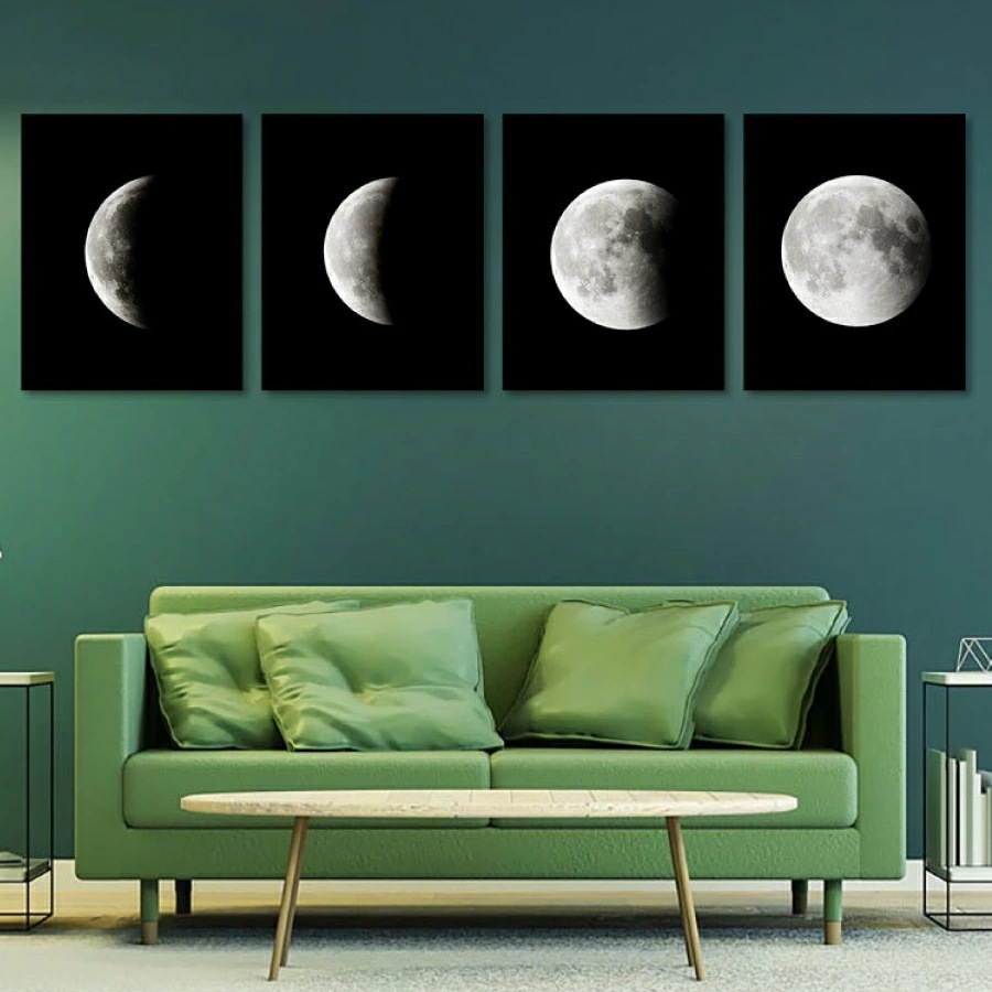 ファブリック 月 満ち欠け 4枚セット パネル インテリア アートパネル リビング プレゼント アートフレーム
