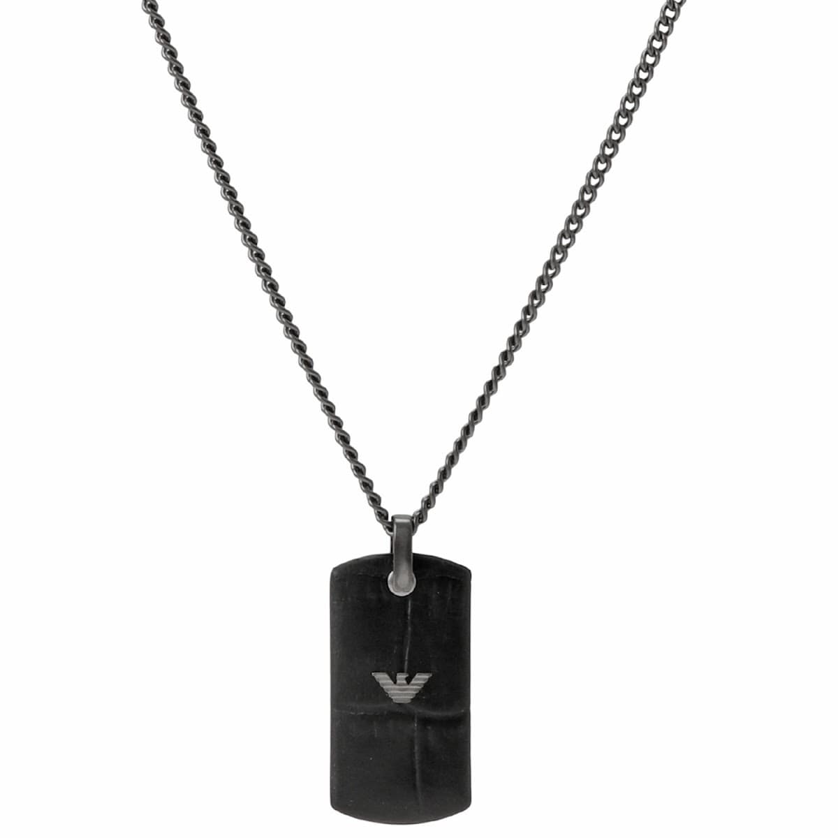 エンポリオアルマーニ ドッグタグ ネックレス ペンダント EMPORIO ARMANI メンズ イーグルロゴ ブラック/ガンメタル アクセサリー EGS2781060