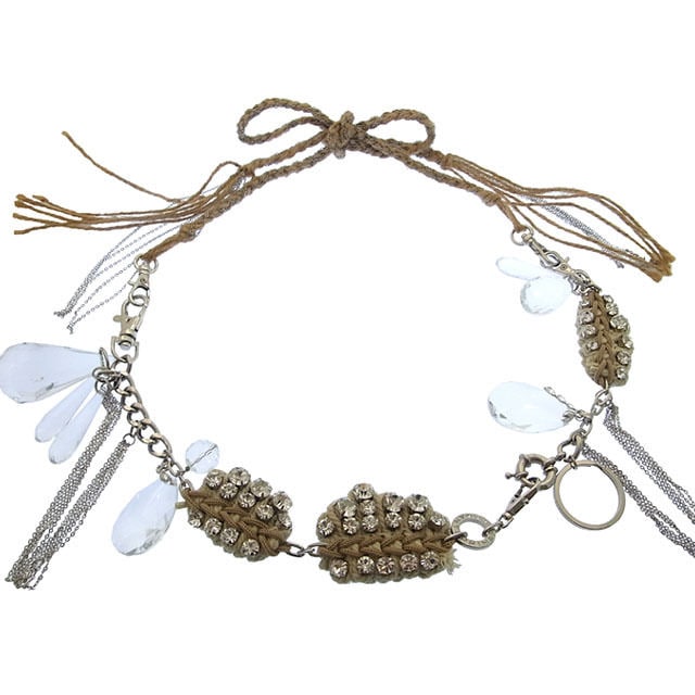 ベルト /チェーンベルト ロゴ /ジュエルチャーム付き クリア シルバー ベージュ 中古