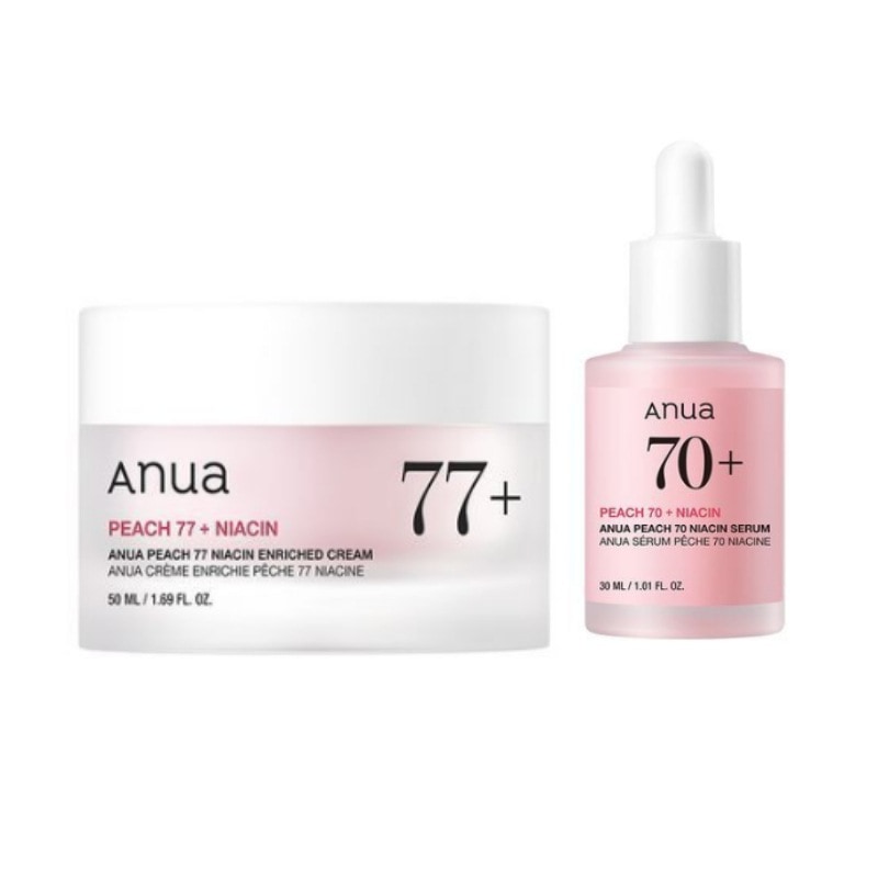 桃70%ナイアシンセラム, 30ml.1個+桃77%ナイアシンリッチモイスチャークリーム 50ml.1個