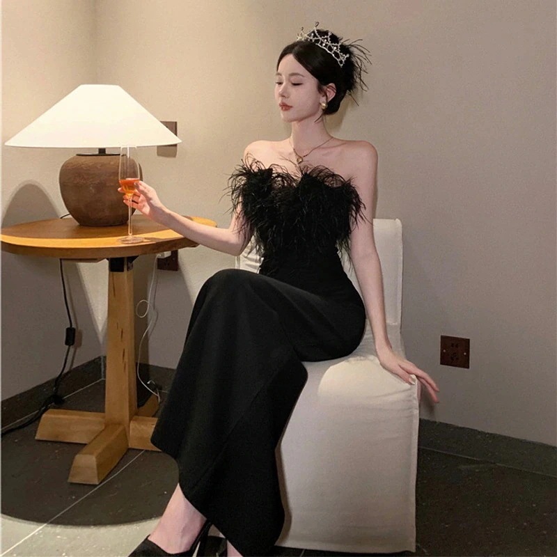 気質ロイヤルシスタースモールドレススリムヒップハグワンショルダーブドレス夏