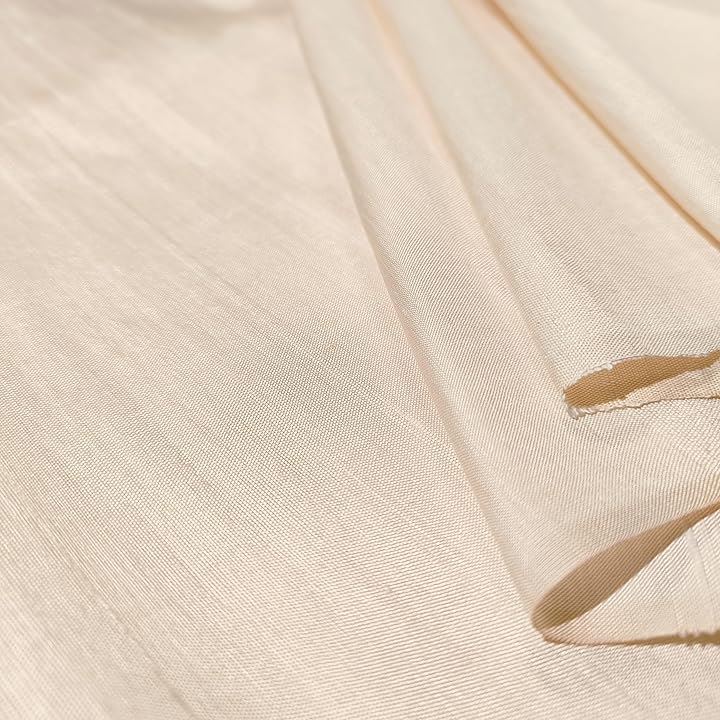 タイ シルク 生地 手織り 薄手 幅97cm 手芸 シルク100％ 絹 布 シンプル おしゃれ(アイボリー, 2m)