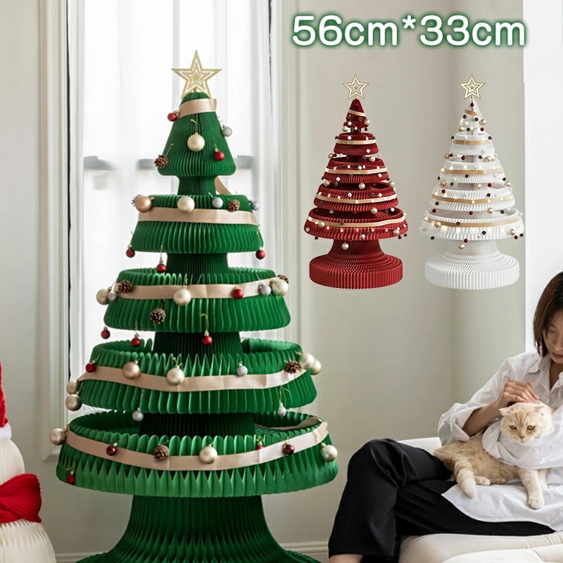 クリスマスツリー 飾り 置物 クリスマス 折りたたみ DIYクリスマスツリー ライト付き 飾り 置物 装飾 クリスマスオーナメント ギフト 部屋飾り 贈り物 収集品 テーブル装飾 おしゃれ 撮影 室