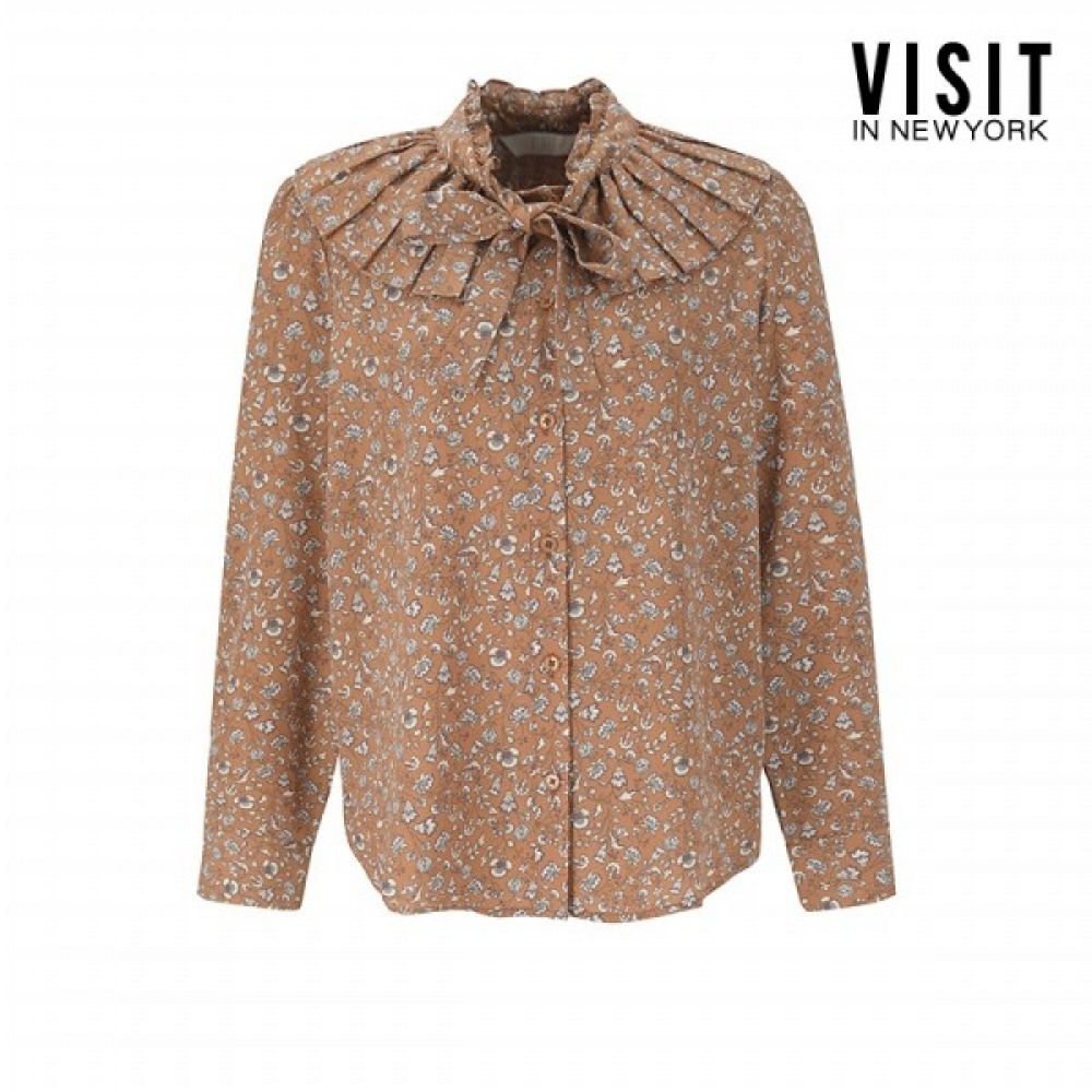 (ニューヨーク訪問) フリルネックリボンポイントブラウス (VY9LS16)