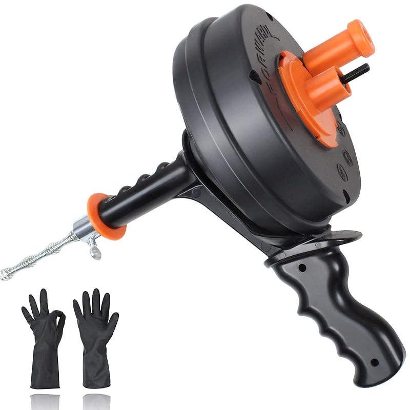 【国内即発】BACOENG 762cm パイプクリーナーワイヤー 回転式ドレンオーガー ドリル用アダプタ付きの排水管詰まり取り あらゆる排水管に使用可能