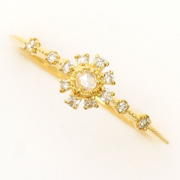 アガット K18YG リング 指輪 11号 ダイヤ 0.10 ジュエリー 中古