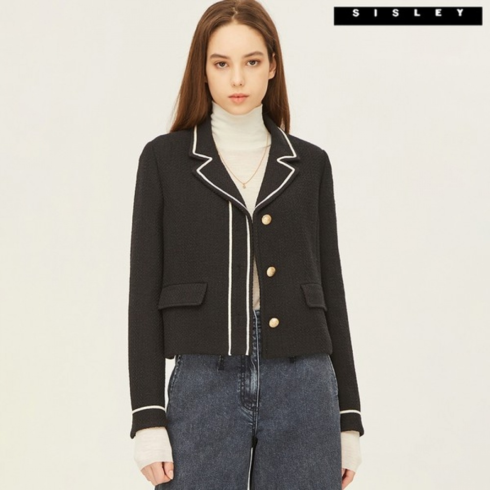 (シスレー) シスレーボビーツイードカラーラインショートジャケット SAJKA6341_BK