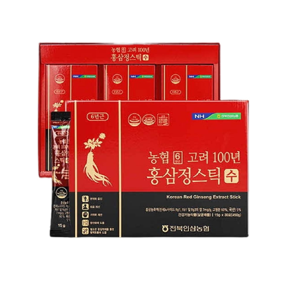 韓国-KMEAL-農協高麗100年紅参正スティック水15gx30包