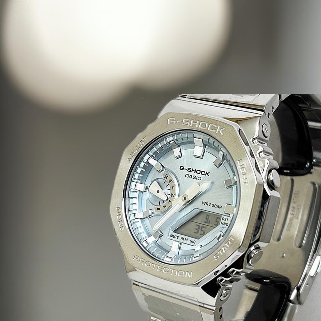 G-SHOCK ジーショック カシオメンズウオッチ メンズ腕時計 国内正規品 メタルベゼル・バンドモデル GM-2110D-2AJF メンズ シルバー　文字盤カラーはアイス
