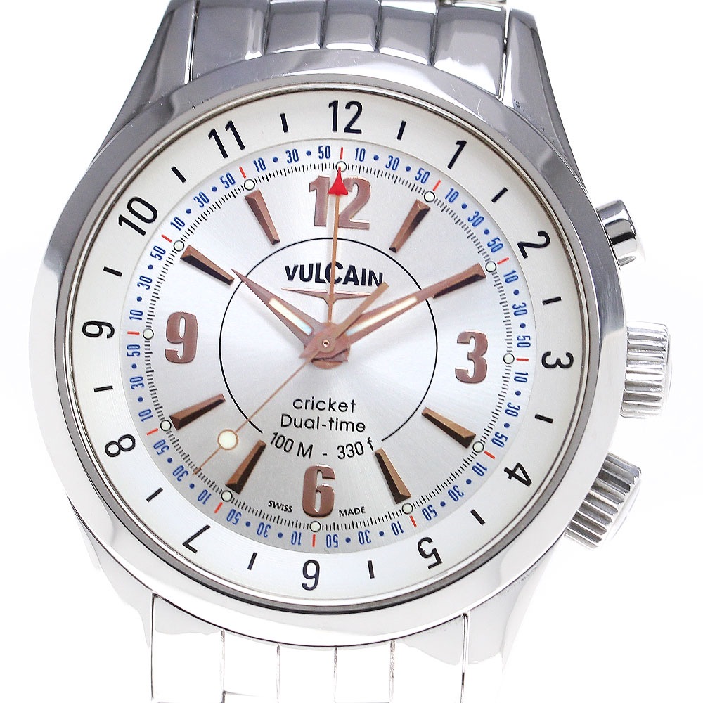 ヴァルカン VULCAIN 100105.019 クリケット アビエーター デュアルタイム アラーム 手巻き メンズ _842457【中古】
