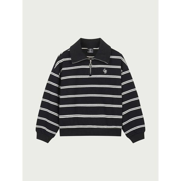 ティーンズ 女の子 ニットライク ストライプ ハーフ ジップ 100 14560 131 204 05 _P415859186