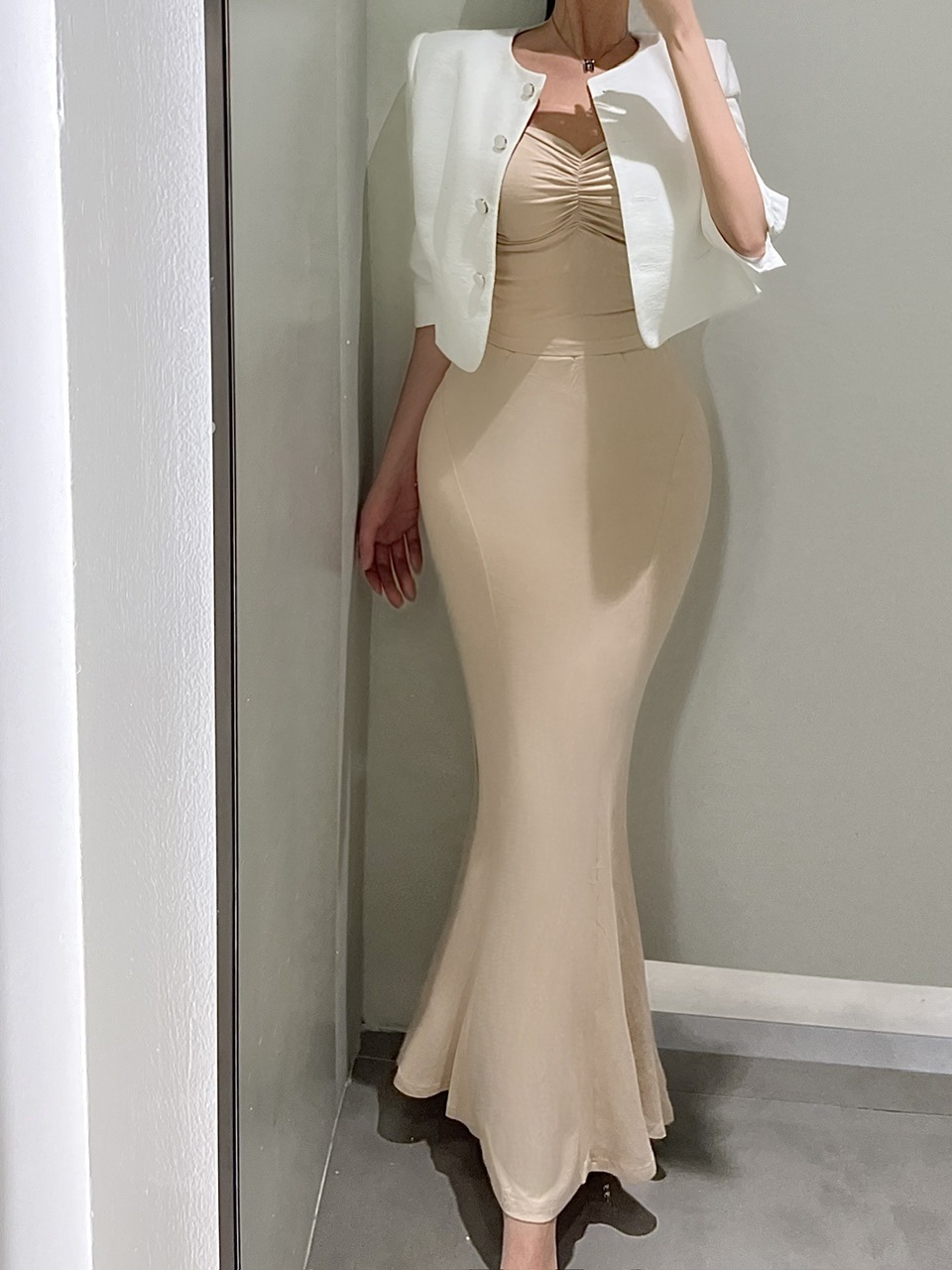 [High quality] ミーユ8分丈ツイードジャケット