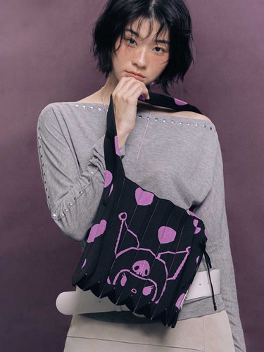 JOSEPH&STACEY公式 ニットバッグ Lucky Pleats Knit Crossbody M Dot Kuromi (ALL)