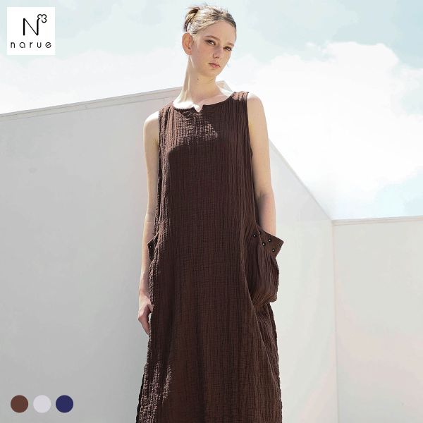 ナルエー パジャマ シャーリングダブルガーゼプティ刺繍ノースリーブワンピース ワンピース ルームウェ