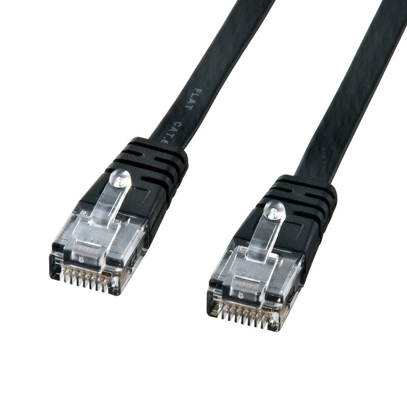 （まとめ買い）カテゴリ6フラットケーブル 10m ブラック KB-FL6-10BKN [x3]