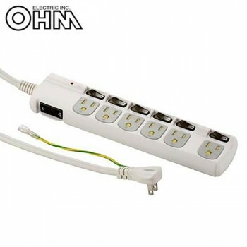 OHM アース＆雷ガード/3Pプラグ対応 個別スイッチ付き 節電タップ 6個口 1.8m HS-T1259W 4,289円