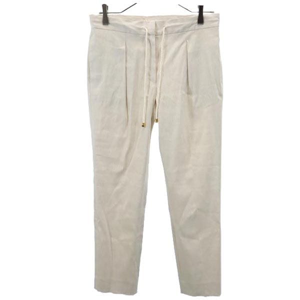 リネンブレンド パンツ 40 ベージュ系 レディース