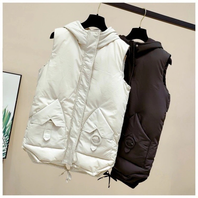 新品 大人気 ベスト ロングベスト レディース 中綿ベスト ダウンベスト ロング コート ジャケット ジレ フード付き アウター 冬 ゆったり 暖かい
