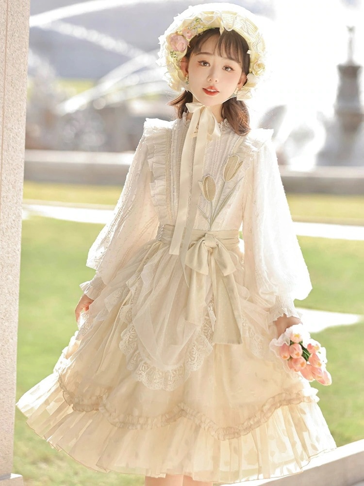 【激安本日限定】ロリータ ワンピースロリータドレス レディース とっても可愛い ロリータ スイートスカート クラ スタンドカラー レース エレガント オプ 8,031円