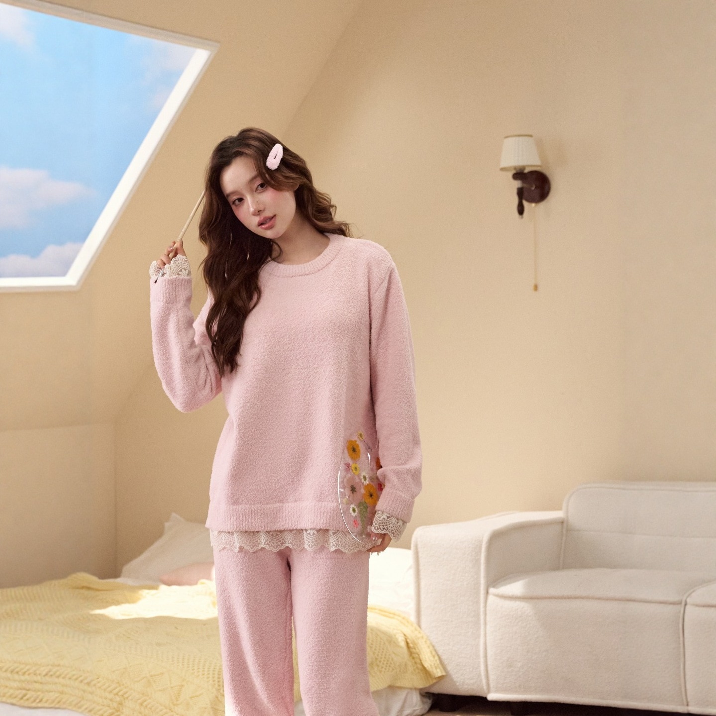 25厚手パジャマレディーススーツ暖かいホーム服