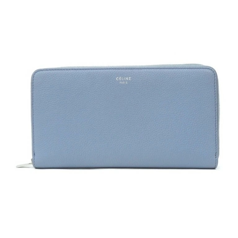 セリーヌ CELINE 長財布 ジップウォレット ブルー レザー 【中古】(68680)